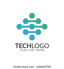 Technology logo, computer and data related business, hi-tech and innovative