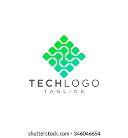 Technology logo, computer and data related business, hi-tech and innovative