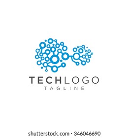 Technology logo, computer and data related business, hi-tech and innovative