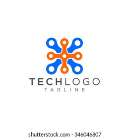 Technology logo, computer and data related business, hi-tech and innovative