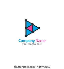 Technology logo, computer and data related business, hi-tech and innovative. flat style design