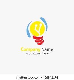 Technology logo, computer and data related business, hi-tech and innovative. flat style design