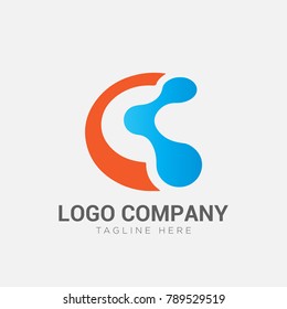 technology logo concept, letter C techno icon design.