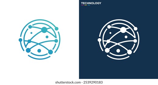 Logotipo da tecnologia. conexão, dados, molécula, com estilo de linha simples. Modelo de design de símbolo de ícone EPS 10