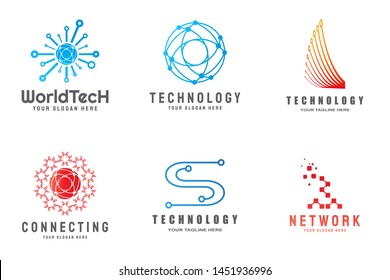 technology logo. connection sign. network symbol. luxury technology icon of the future. circuit board technology design with the concepts of gold, black and blue. electronic background -vector