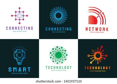 technology logo. connection sign. network symbol. luxury technology icon of the future. circuit board technology design with the concepts of gold, black and blue. electronic background -vector