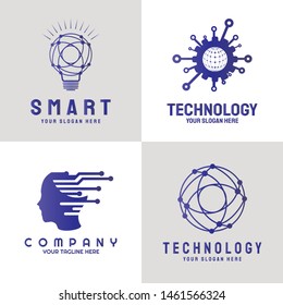 technology logo. connections sign. networking symbol. tech future luxury icons. circuit board technology design  with blue and with backgrounds concept. electronics. vector illustration element