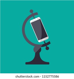 technology logo creative. globe smartphone vector flat design. earth day & hour graphic isolated cartoon. cell phone around the world icon or symbol. save the earth. concept mobile in global Galaxy 