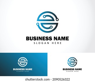 technology logo creative sign symbol circle design concept