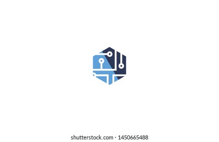 technology logo, data, digital logo, technology symbol, microcircuit, microcircuit logo. - VECTOR