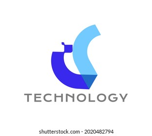 technology logo design, abstract letter d logo 
