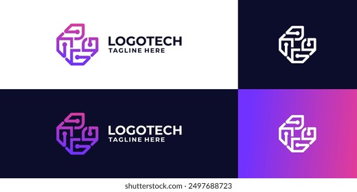 Technology logo design abstract. abstract letter symbol tech