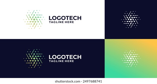 Technology logo design abstract. abstract letter symbol tech