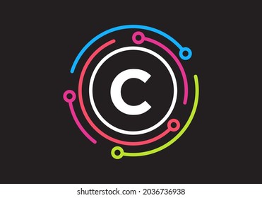 Technology logo design with C letter concept. Letter C technology logo. Network Logo Design