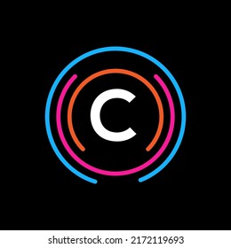 Technology logo design with C letter concept. Letter C technology logo Design. Abstract Network Logo Design.
