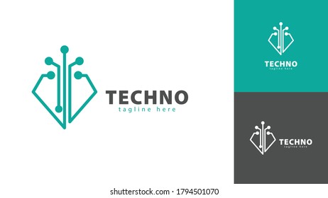 Technology logo design combined diamond shape. vector