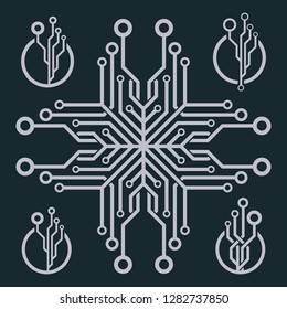 Technology logo design concept. Set of tech icon.