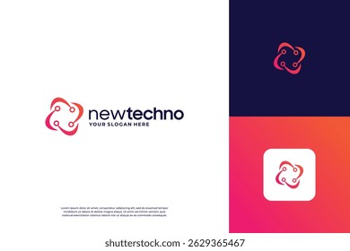 Technology logo design. Connection, circuit, digital logo template
