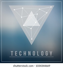 Technology logo design with geometric shapes and triangles. Illustration of modern tech symbol with blurred background and custom text.
