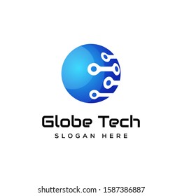 technology logo design, globe techno logo