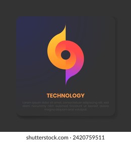 diseño de logotipo de tecnología con colores degradados