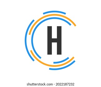 Diseño de logotipo tecnológico con concepto de letra H. Logo de la tecnología de la letra H
