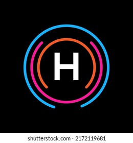 Technologie Logo Design mit H-Buchstaben Konzept. Logo Design der Letter-H-Technologie Abstraktes Logo-Design für Netzwerke.