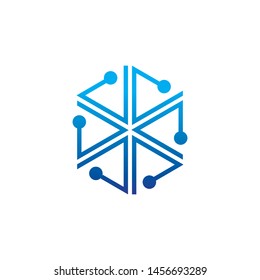 Technology logo design with hexagon shape, Digital and Technology for your Corporate identity