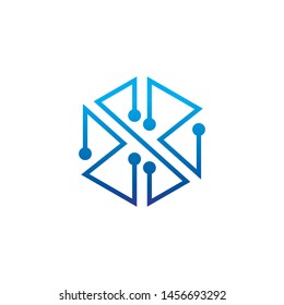 Technology logo design with hexagon shape, Digital and Technology for your Corporate identity