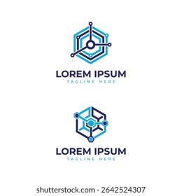 Technology logo design Hexagon shape unique circuit design modern minimal creative