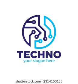Illustration zum Design von Technologielogo, Vektorgrafik