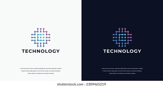 technology logo design, initial C for symbol tech, internet, system, Artificial Intelligence