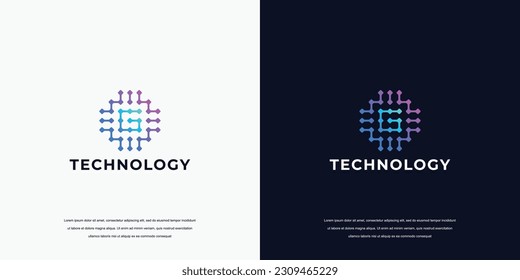 technology logo design, initial G for symbol tech, internet, system, Artificial Intelligence