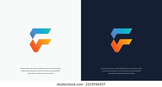 technology logo design inspiration, letter F logo