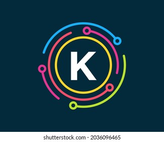 Technology logo design with K letter concept. Letter K technology logo. Network Logo Design