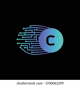 Technology Logo design for Letter C. Electronic and Digital Logo Design Collection