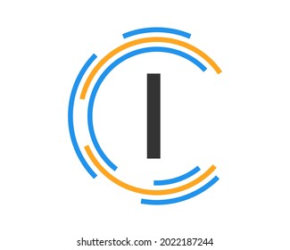 Technology logo design with I letter concept. I Letter technology logo