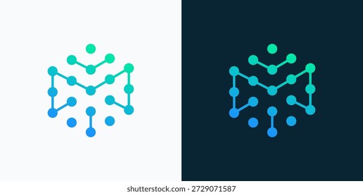 Diseño del logotipo de la Tecnología con la letra M y un punto. La letra S simboliza la tecnología, Internet, los sistemas, la inteligencia artificial y las computadoras. Inspiración de diseño de logotipo moderno.