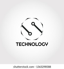 Technology logo design with letter S combination, illustration element