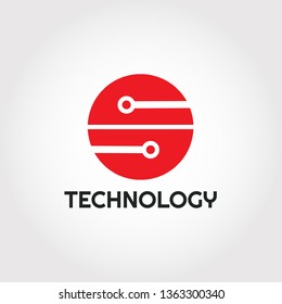 Technology logo design with letter S combination, illustration element