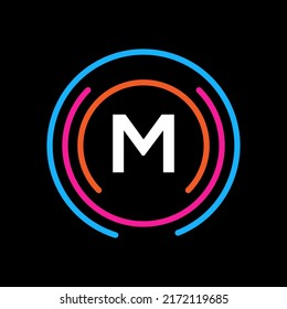Technology logo design with M letter concept. Letter M technology logo Design. Abstract Network Logo Design.