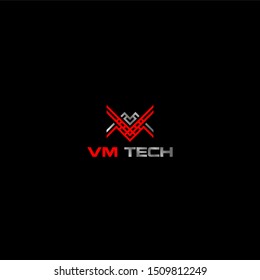 Technology logo design modern computer internet
