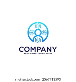 technology logo design with network