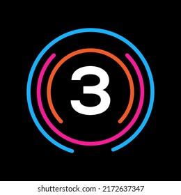 Diseño De Logotipos De Tecnología En Concepto De 3 Cartas. Logotipo de tecnología de la carta 3. Diseño de plantillas de logotipos de redes
