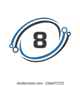 Technology Logo Design On 8 Letter Concept. Technology Network Logo Template