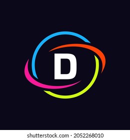 Technology Logo Design On D Letter Concept. Letter D Technology Logo. Networking Logo Template