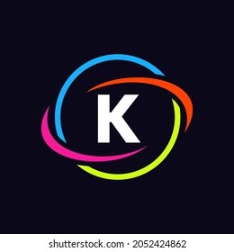 Technology Logo Design On K Letter Concept. Letter K Technology Logo. Networking Logo Template