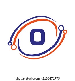 Technology Logo Design On O Letter Concept. Technology Network Logo Template