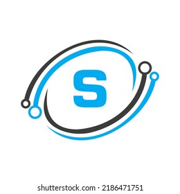 Technology Logo Design On S Letter Concept. Technology Network Logo Template