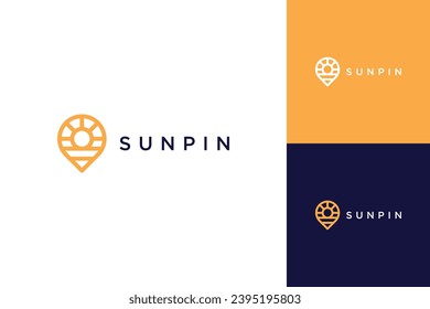 technology logo design, or pin with the sun and the sea